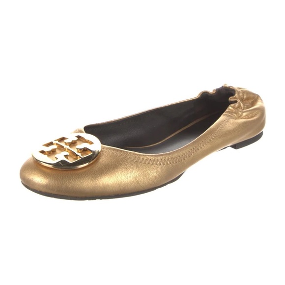 Tory Burch Minnie Travel Golden Ballet Flats Shoes, 7.5 - Picture 4 of 4